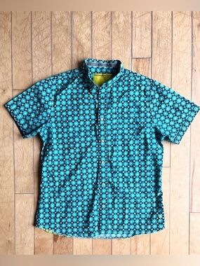 Descendant of Thieves 100% Cotton Abstract Button-Up Shirt Size Large